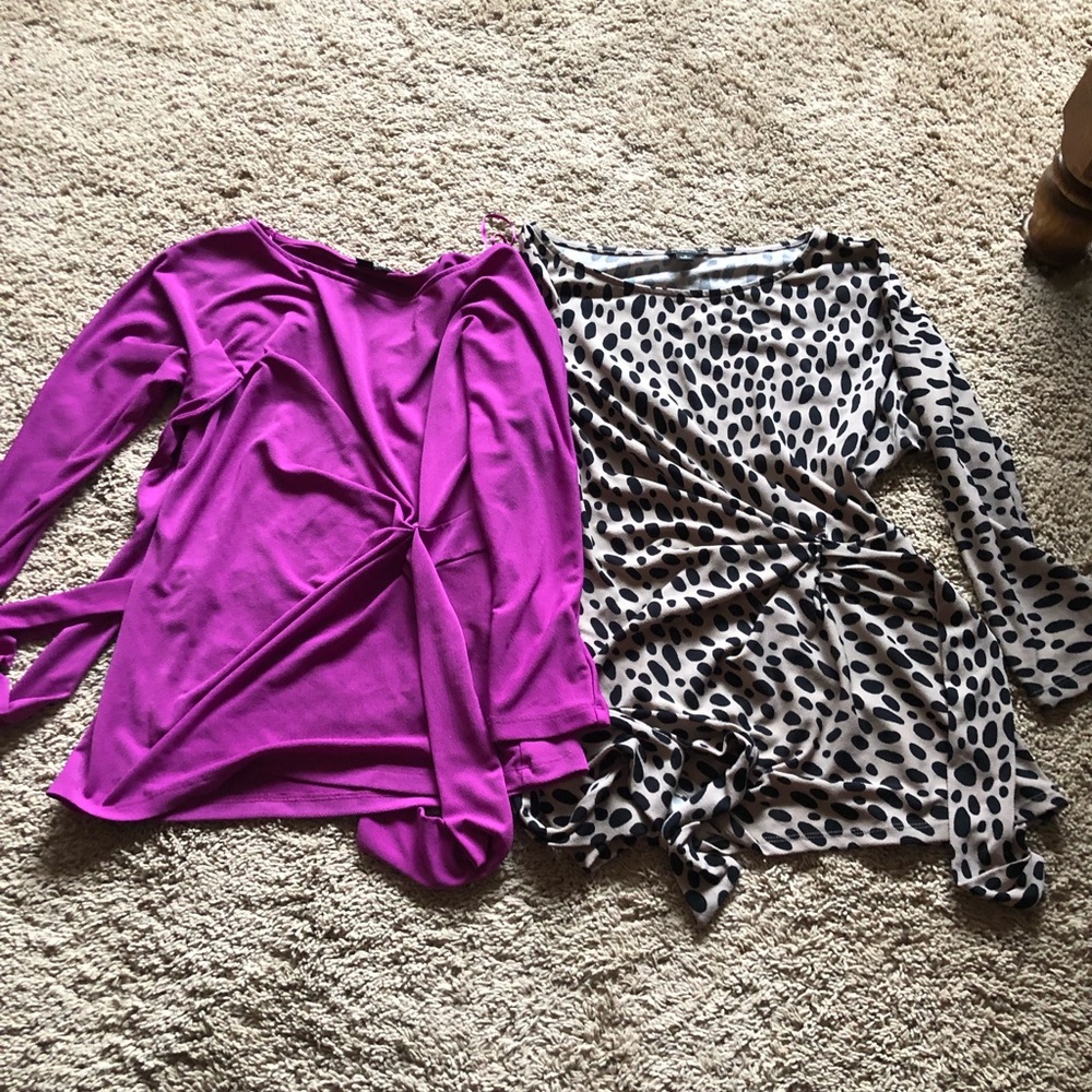 2 of AnnTaylor long sleeve spandex shirts waist control